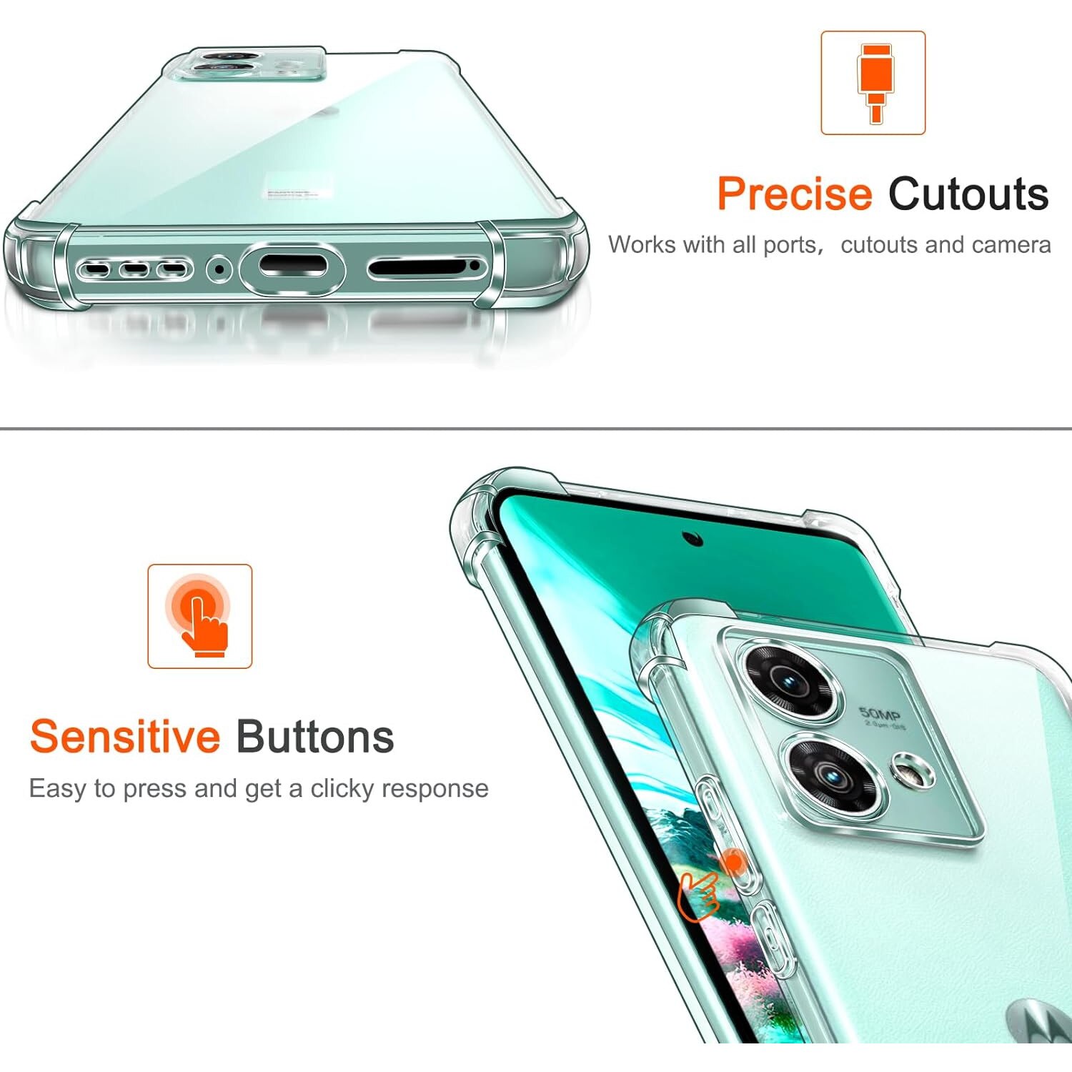 Husa protectie Mat-Tech compatibila cu Motorola Edge 40 Neo, Protectie Camera, Colturi anti-soc, Decupaje Precise, Rezistenta la impact, Margini ridicate pentru protectia ecranului, Transparenta