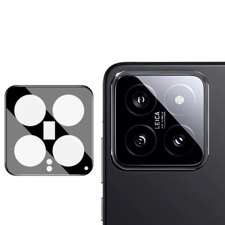 Xiaomi 14 kompatibilis kameravédő fólia, teljes kameraüveg, biztonságos üveg, fekete