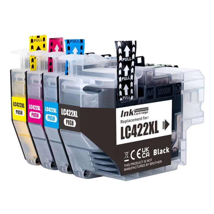 4 db tintasugaras patron készlet LC 422XL fekete, kék, piros, sárga 7500 oldal többszínű kompatibilis Brother MFC-J5340DW / MFC-J5345DW / MFC-J5740DW / MFC-J6540DW / MFC-J6940