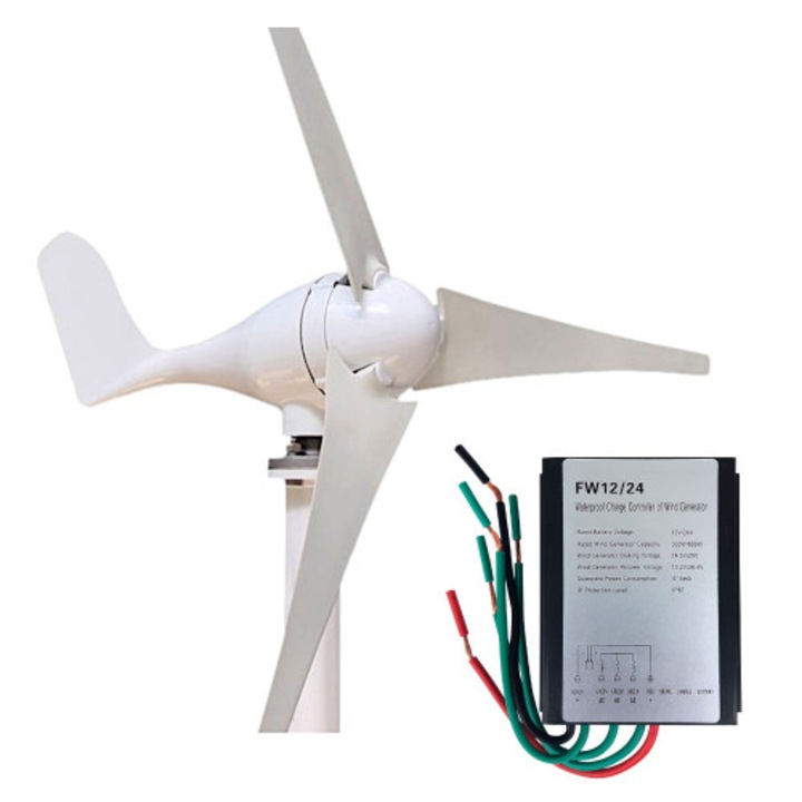 Turbina eoliana, Ekowolt, Regulator de vant inclus, 300W, 12V, Alb