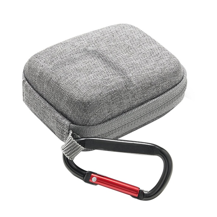 Husa pentru GoPro Hero 9/10, Zggzerg, Cu fermoar si carabina din aluminiu, Hard case, Recomandat pentru calatorii si depozitare acasa, este foarte usor de transportat, Gri
