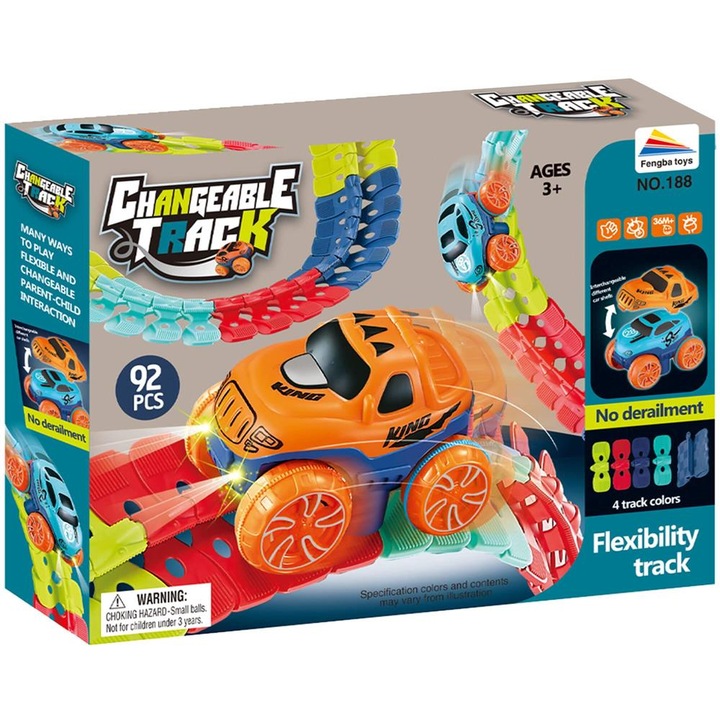 Circuit masinute Changeable Track, cu 92 de piese, pista configurabila