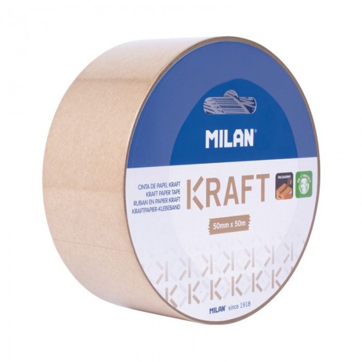 Csomagoló szalag, Milan Kraft, Papír, 50 mm, 50 m, Bézs