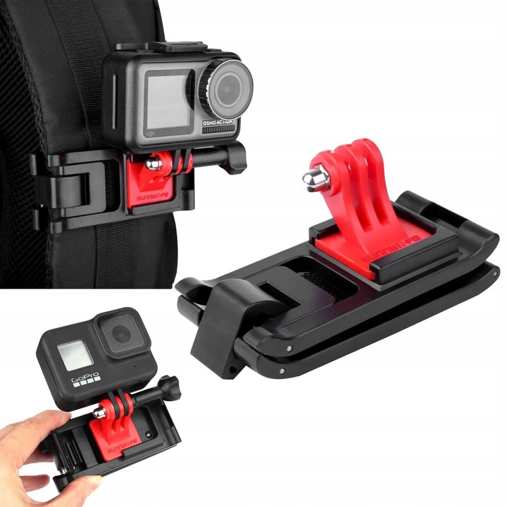 Suport Pentru Camera, Compatibile DJI Osmo Action 2, Pentru Rucsac, Plastic, Negru