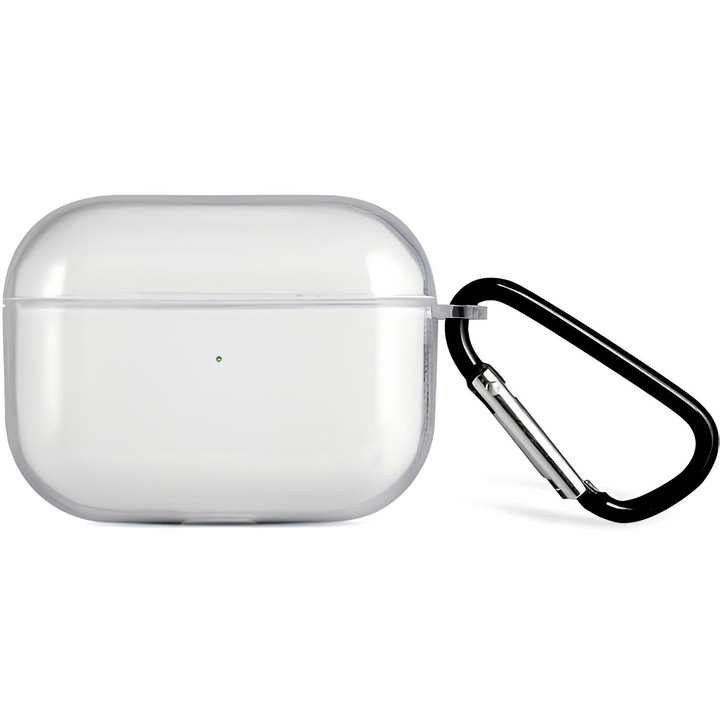 Apple AirPods Pro 2 védőburkolat, vezeték nélküli töltés, oleofób réteg, kulcstartó, szilikon, 2,0 mm, átlátszó