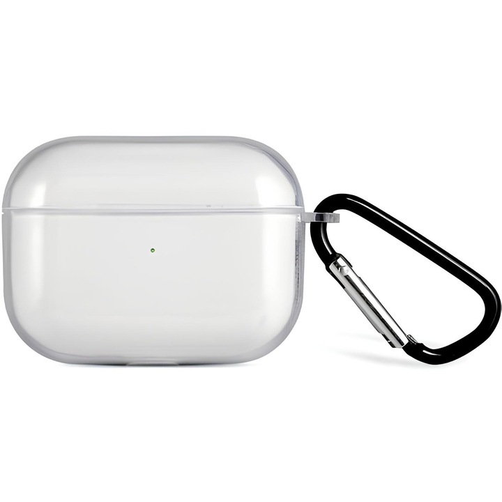Husa de protectie Apple AirPods Pro, Incarcare Wireless, Strat Oleofob, Breloc, Silicon, 2.0 mm, Transparent