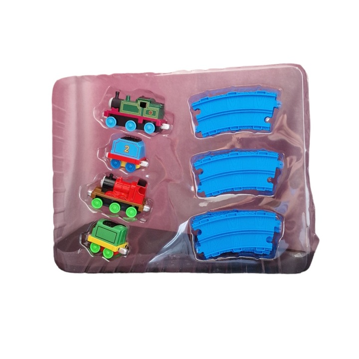 Jucarie tren cu vagoane si sina multicolora, prindere vagoane cu magnet