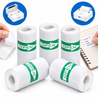 Set 5 role de hartie termica autoadeziva 57 x 26 mm, pentru mini imprimante sau aparate foto cu imprimare termica, EALMEU