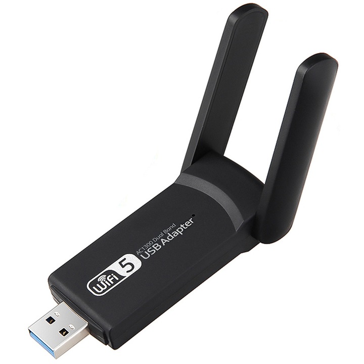 WELORA Wi-Fi адаптер, 1300Mbps, USB 3.0 интерфейс, WEP/WPA/WPA2/TKIP/AES, стандарт IEEE 802.11ac/a/b/g/n, честота 2.4GHz/5GHz, скорост на предаване до 866Mbps, обхват Action 15m, WINDOWS/MAC OS/LINUX, Компактни размери 8 x 4 x 1,5 cm
