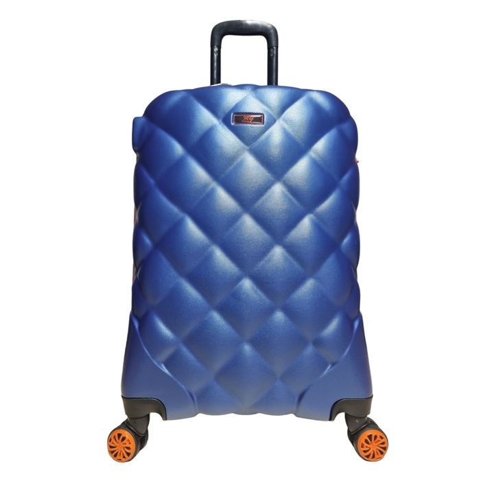 Troler mare, MY LUGGAGE, model Chester, 75x50x30 cm, ABS, roti duble, fermoar impermeabil, culoare indigo/portocaliu