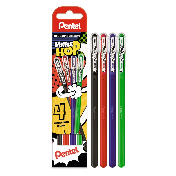 Set 4 pixuri cu gel, Pentel, Multicolor