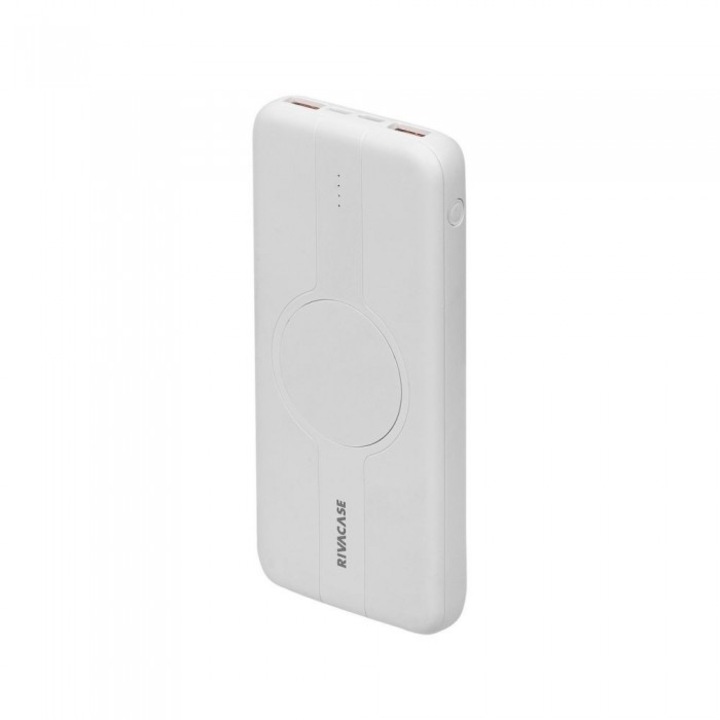Külső akkumulátor, Rivacase, 10000 mAh, USB-C, 10 W, fehér