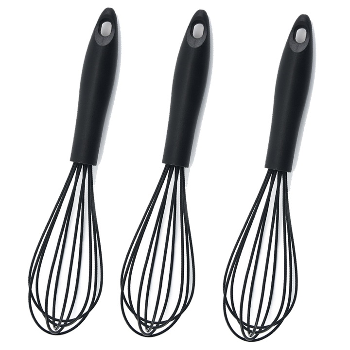 Set 3 teluri de bucatarie, Silicon, Non-stick, 6.3 x 26.3 cm, Negru