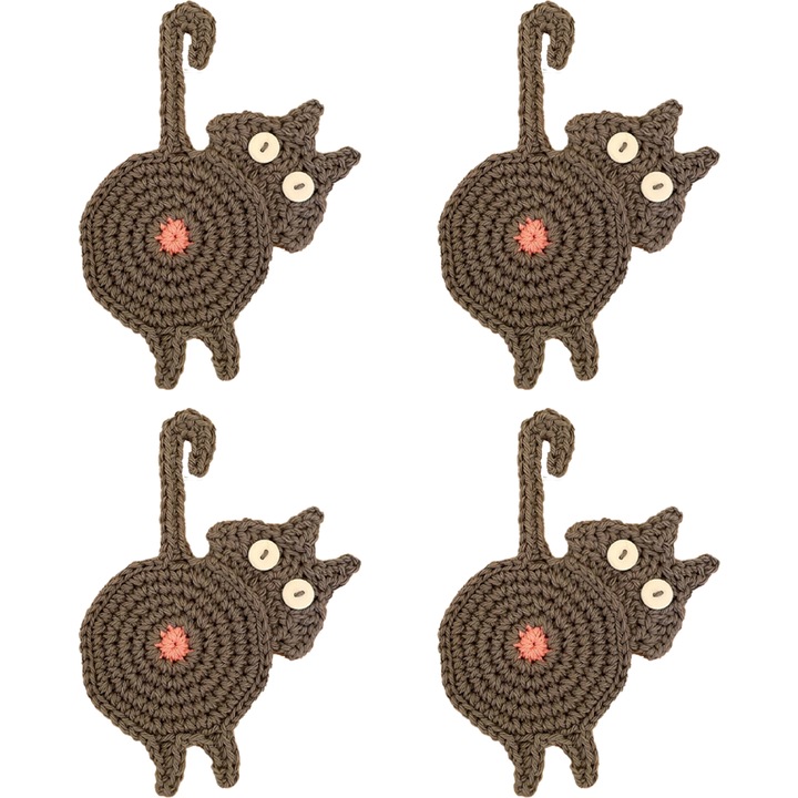 Horgolt vékony alátét készlet italokhoz macskák számára Vicces ajándékok macskabarátoknak