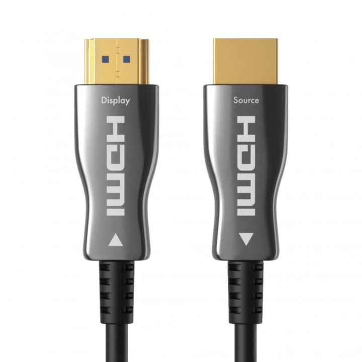 Cablu fibra optica AOC 2.0, Claroc, HDMI tata la HDMI tata, 4K, 30m, Negru/Gri