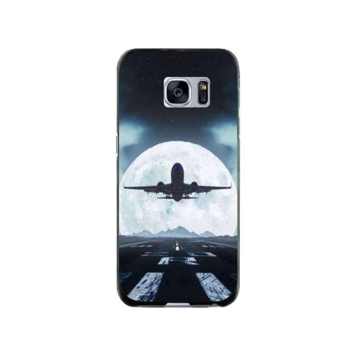 Husa personalizata Swim Case si Folie de Silicon pentru Samsung Galaxy S7, model Moon Landing, multicolor, S1D1M0077