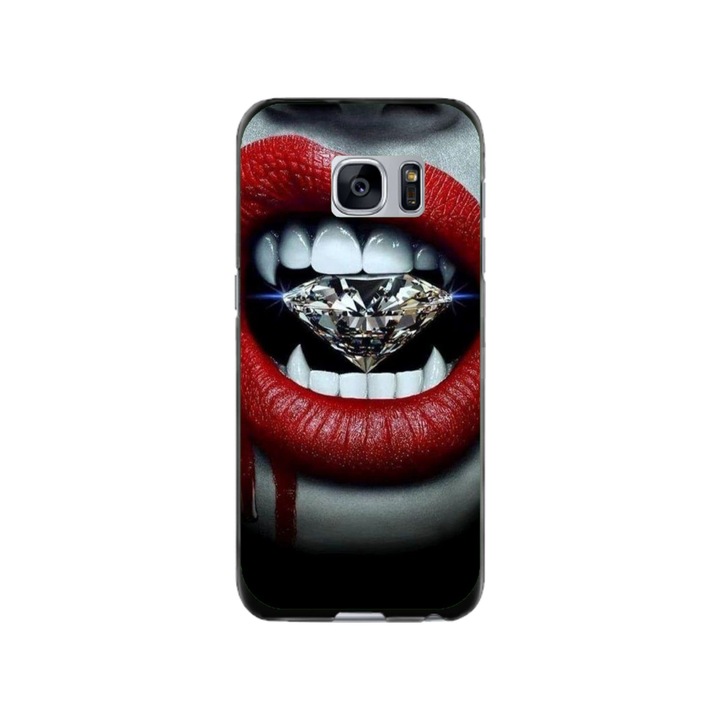 Персонализиран калъф за плуване и силиконово фолио за Samsung Galaxy S7, модел Diamond Vampire, многоцветен, S1D1M0370