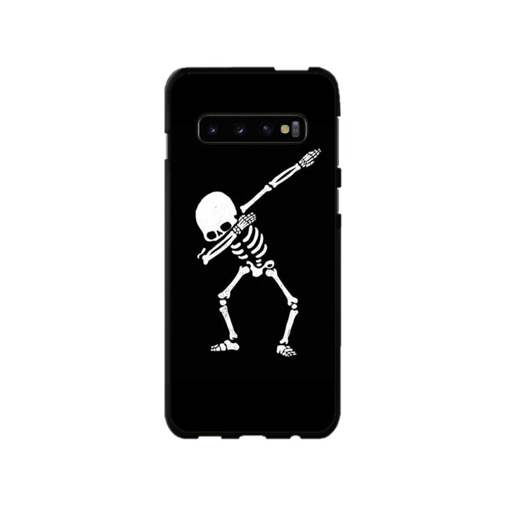 Husa personalizata HQPrint pentru Samsung Galaxy S10, model Dab Skeleton, multicolor, S1D1M0034