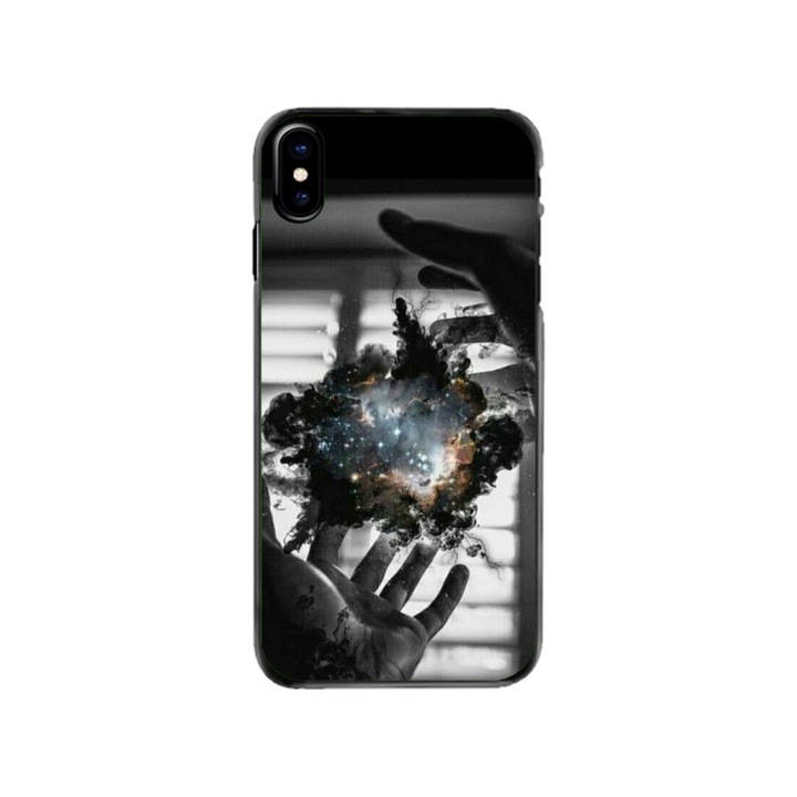 Husa personalizata HQPrint si Folie de Silicon pentru Apple iPhone XS, model Dark Magic, multicolor, S1D1M0020