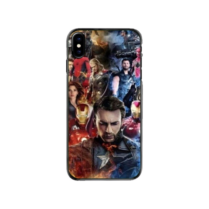 Husa personalizata HQPrint si Folie de Silicon pentru Apple iPhone XS, model Avengers Endgame, multicolor, S1D1M0009