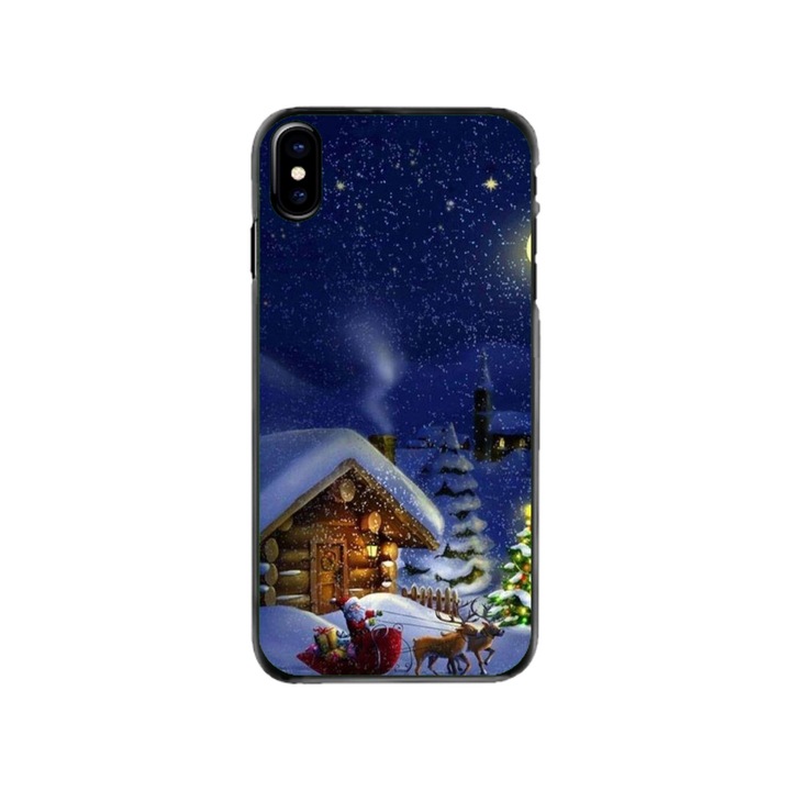Персонализиран калъф за плуване и силиконов калъф за Apple iPhone XS Max, модел Christmas Cottage, многоцветен, S1D1M0059