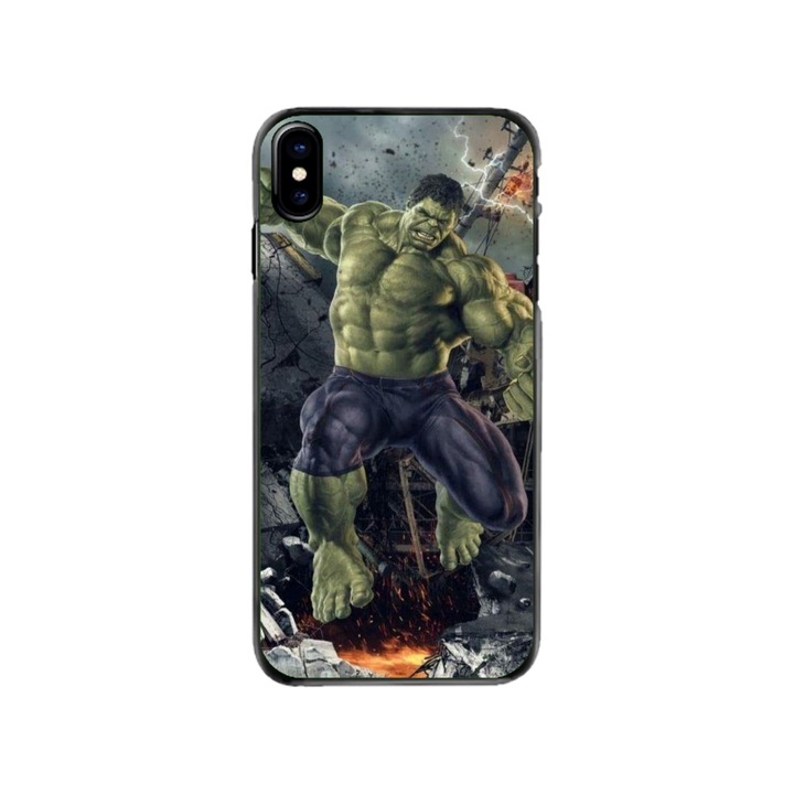 Персонализиран калъф за плуване и силиконово фолио за Apple iPhone XS Max, модел Hulk #1, многоцветен, S1D1M0099