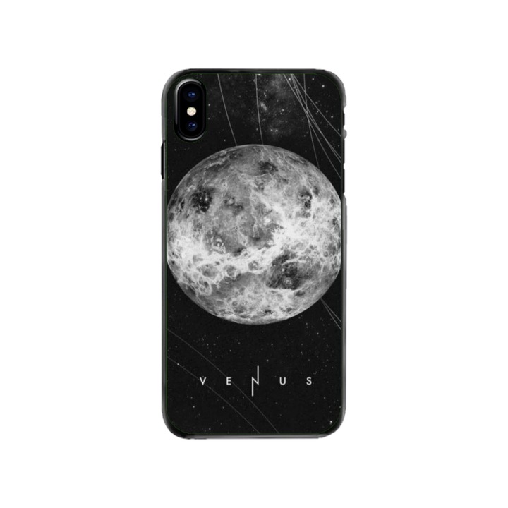 Husa personalizata HQPrint si Folie de Silicon pentru Apple iPhone XS, model Moon, multicolor, S1D1M0212