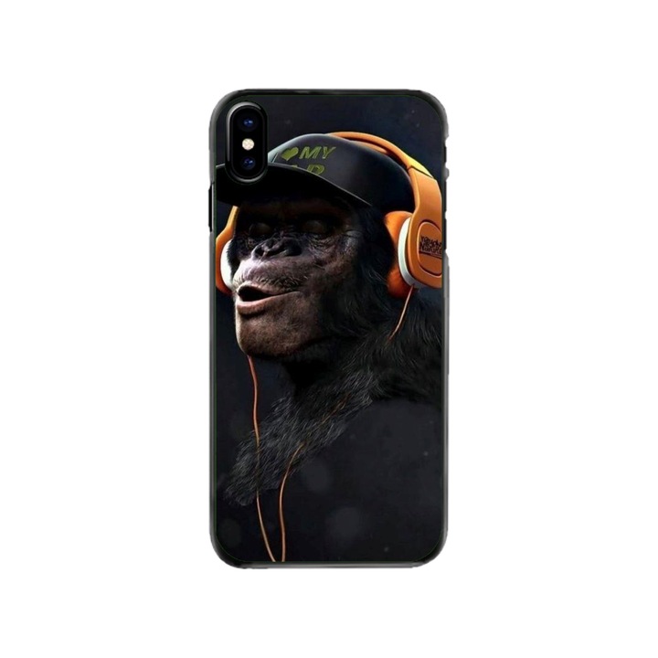 Husa personalizata HQPrint si Folie de Silicon pentru Apple iPhone XS, model Monkey, multicolor, S1D1M0319
