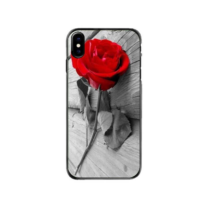 Husa personalizata HQPrint si Folie de Silicon pentru Apple iPhone XS, model Rose, multicolor, S1D1M0384
