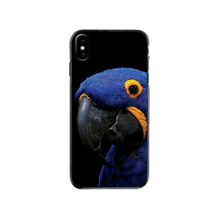 Персонализиран калъф за плуване и силиконово фолио за Apple iPhone XS Max, модел Blue Parrot, многоцветен, S1D1M0145
