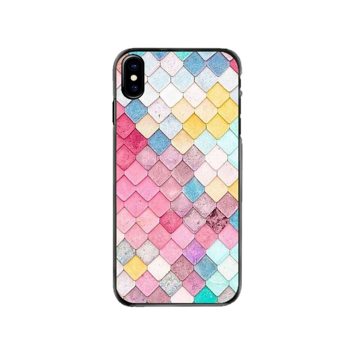 Husa personalizata HQPrint si Folie de Silicon pentru Apple iPhone XS, model Color Scales, multicolor, S1D1M0258
