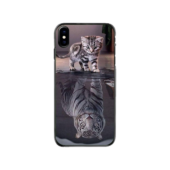 Husa personalizata HQPrint si Folie de Silicon pentru Apple iPhone XS, model Tiger, multicolor, S1D1M0242