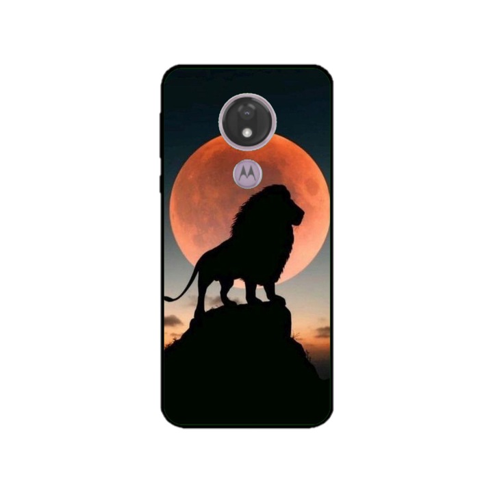 Персонализиран калъф за плуване и силиконово фолио за Motorola Moto G7 Power, модел Lion #1, многоцветен, S1D1M0110