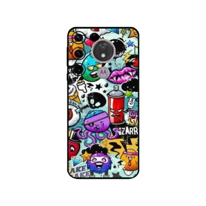 Husa personalizata HQPrint pentru Motorola Moto G7 Power, model Grafitti, multicolor, S1D1M0289