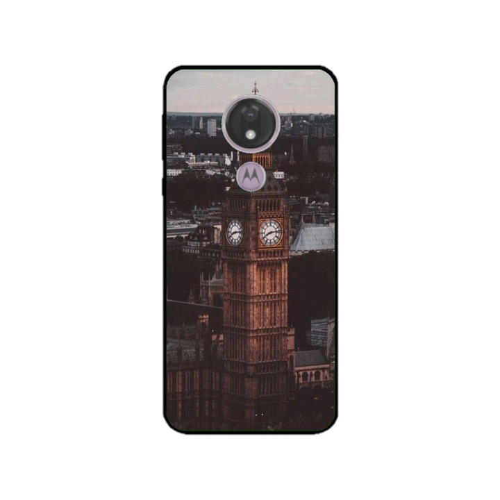 Husa personalizata HQPrint si Folie de Silicon pentru Motorola Moto G7 Power, model Big Ben #2, multicolor, S1D1M0014
