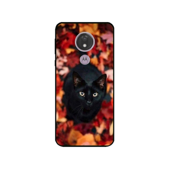 Husa personalizata HQPrint pentru Motorola Moto G7 Power, model Black Cat #3, multicolor, S1D1M0017