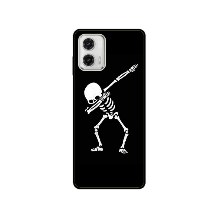 Husa personalizata HQPrint si Folie de Silicon pentru Motorola Moto E22, model Dab Skeleton, multicolor, S1D1M0034