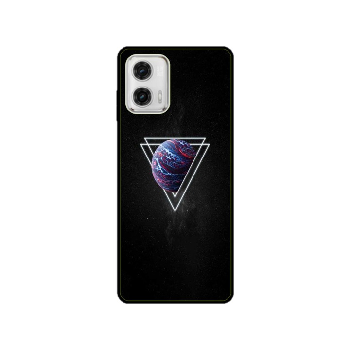 Husa personalizata HQPrint si Folie de Silicon pentru Motorola Moto G53, model Triangle Planet, multicolor, S1D1M0278