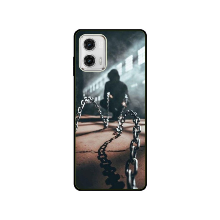 Husa personalizata HQPrint si Folie de Silicon pentru Motorola Moto E22s, model Chain Man, multicolor, S1D1M0296