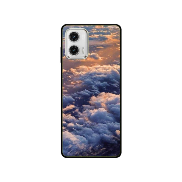 Husa personalizata HQPrint si Folie de Silicon pentru Motorola Moto E22s, model Beautiful Sky, multicolor, S1D1M0277