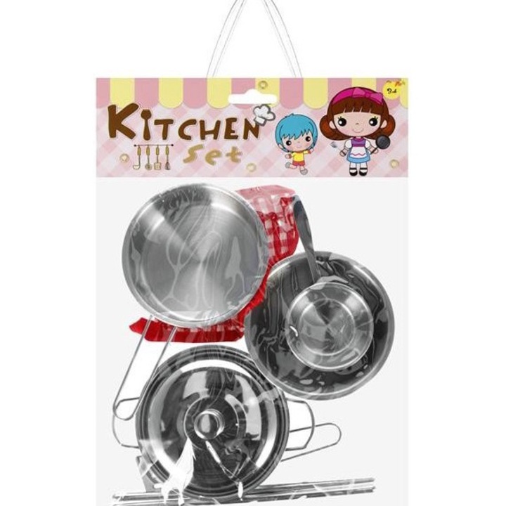 Комплект кухненски прибори за деца, Mega Creative, Silver/Red