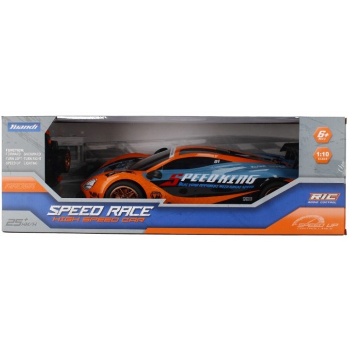 Състезателна кола с дистанционно управление, Mega Creative, пластмаса/гума, 1:10, 6 години+, многоцветен