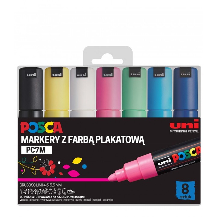 Set 8 markere, Posca, Plastic, Multicolor