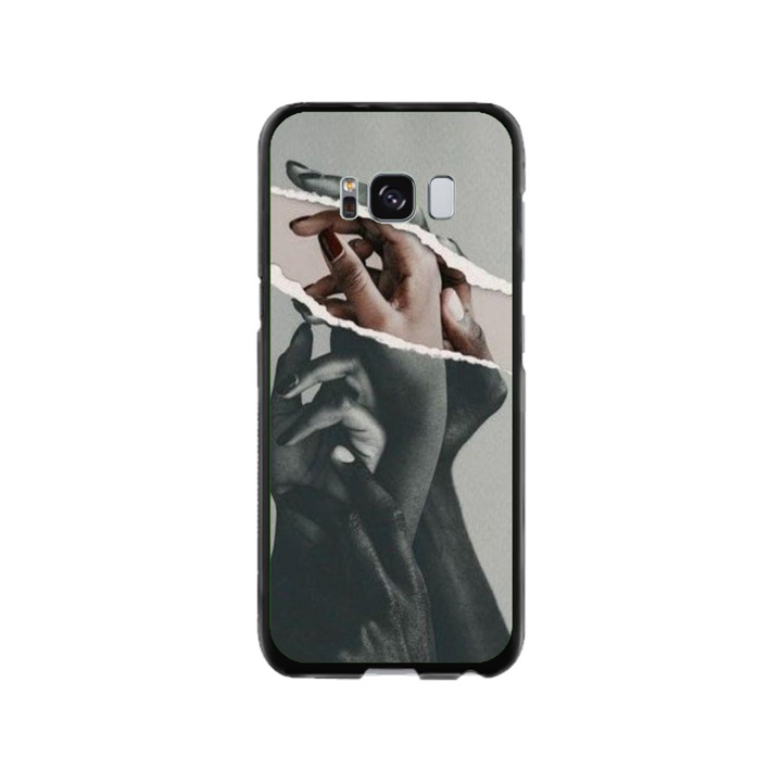 Husa personalizata HQPrint si Folie de Silicon pentru Samsung Galaxy S8, model Black and White Hands, multicolor, S1D1M0300