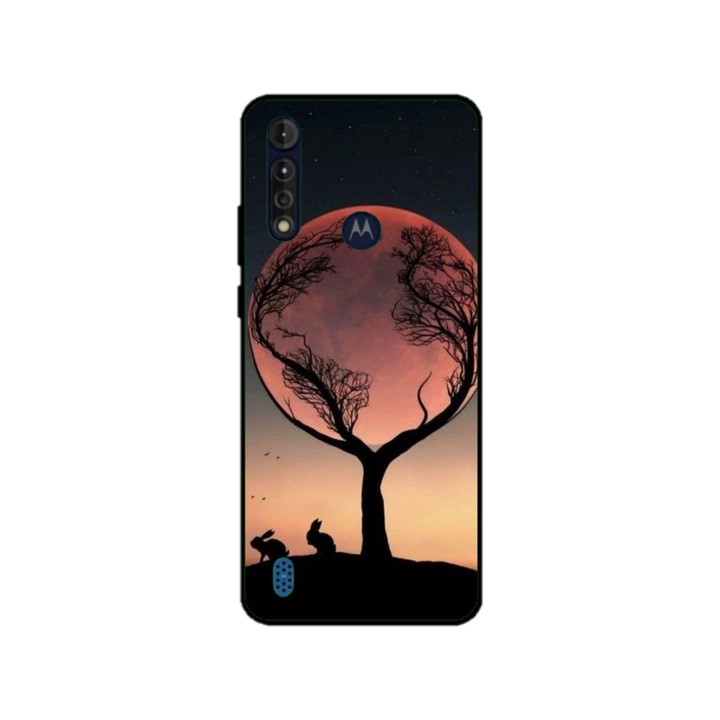 Husa personalizata HQPrint pentru Motorola Moto G8 Power Lite, model Moon Tree, multicolor, S1D1M0068