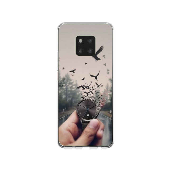 Персонализиран калъф Swim Case за Huawei Mate 20 Pro, Time Flies модел №2, многоцветен, S1D1M0365