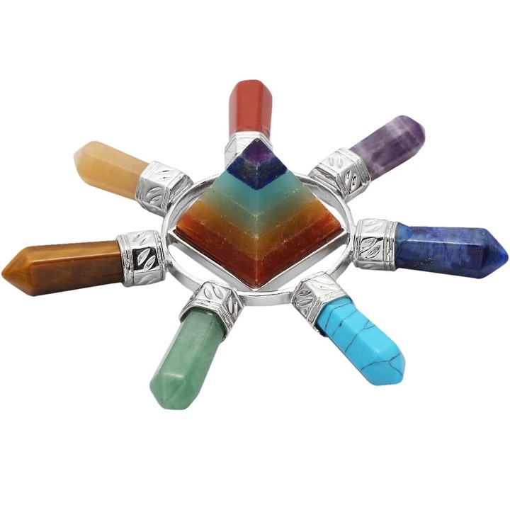 Set 7 cristale de chakre naturale, Vaxiuja, Multicolor