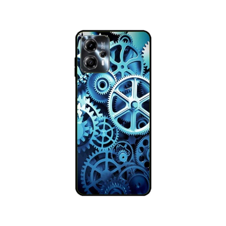 Husa personalizata HQPrint si Folie de Silicon pentru Motorola Moto G23, model Clockwork, multicolor, S1D1M0250
