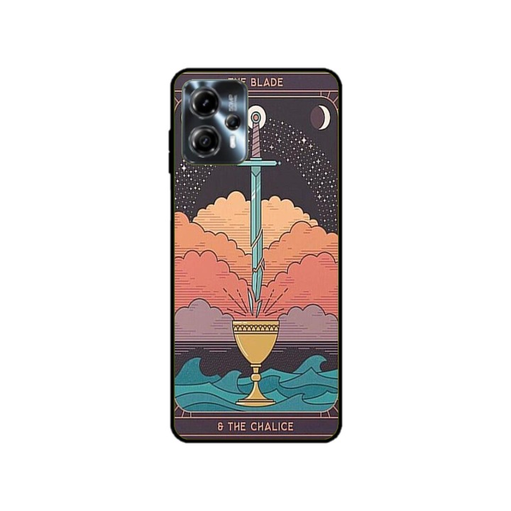 Husa personalizata HQPrint si Folie de Silicon pentru Motorola Moto G23, model Tarrot, multicolor, S1D1M0267