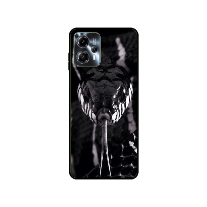 Husa personalizata HQPrint si Folie de Silicon pentru Motorola Moto G23, model Snake, multicolor, S1D1M0378